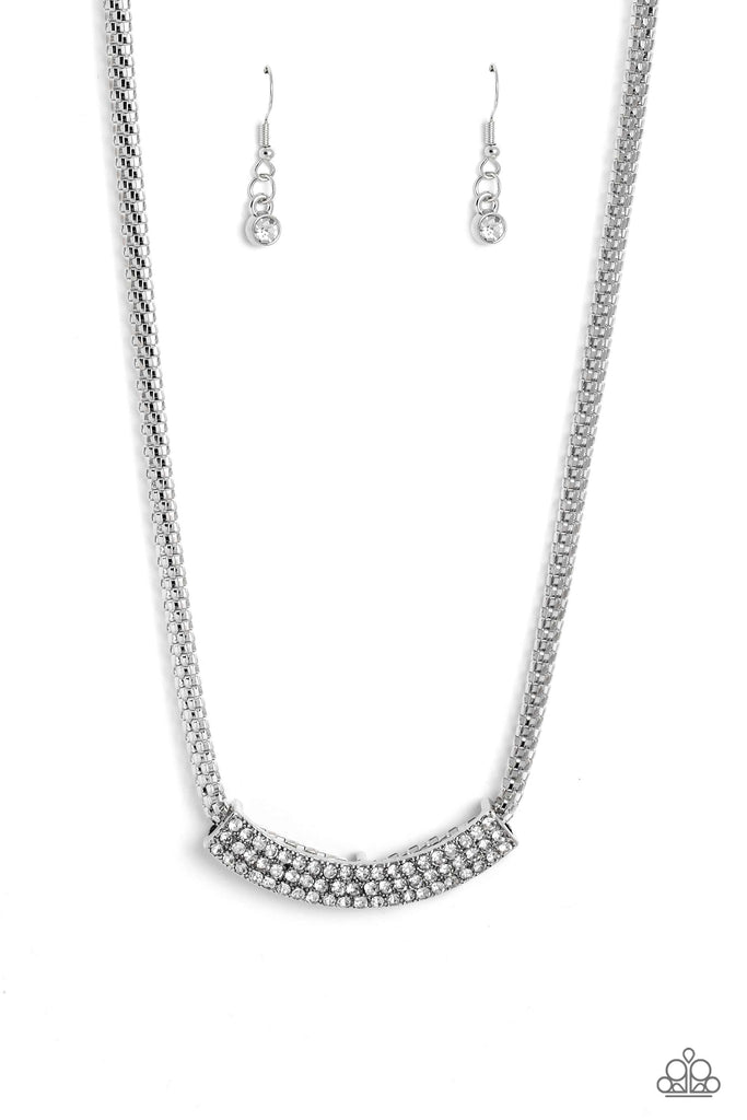 Swing Dance Dream - White Rhinestone Necklace - Chic Jewelry Boutique