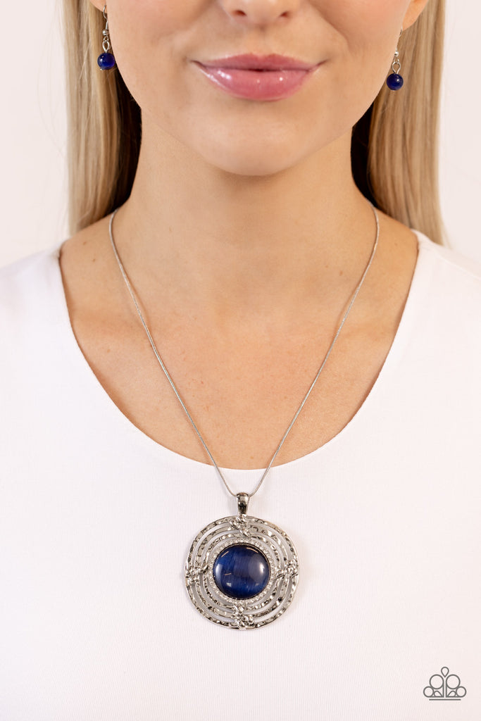 Maze STUNNER - Blue Cat's Eye Stone Necklace - Chic Jewelry Boutique