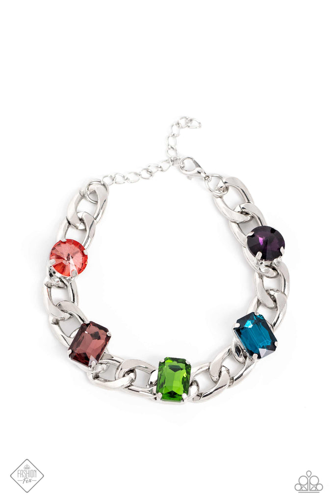 Fearlessly Fastened - Multi Rhinestone Bracelet - Chic Jewelry Boutique