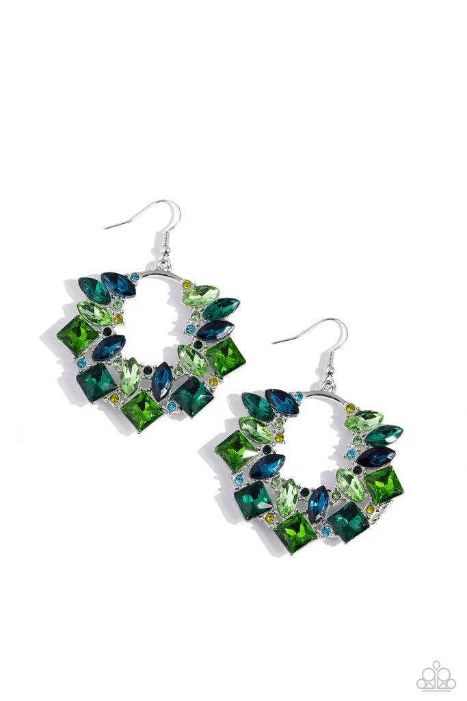 Wreathed in Watercolors - Green & Blue Earrings - Chic Jewelry Boutique