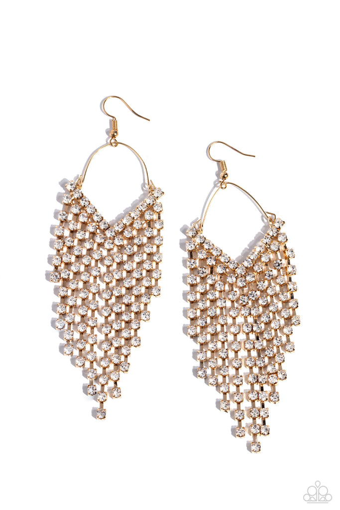 V Fallin - Gold & Rhinestone Earrings - Chic Jewelry Boutique