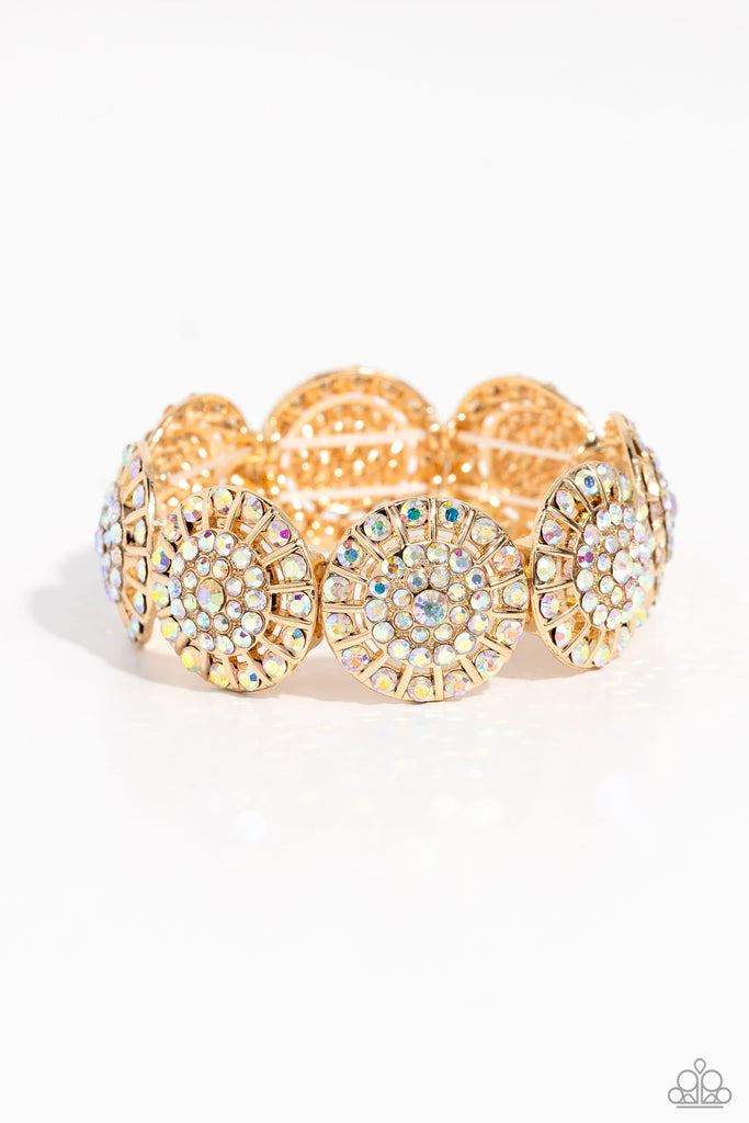 Executive Elegance - Multi Rhinestone & Gold Bracelet - Chic Jewelry Boutique