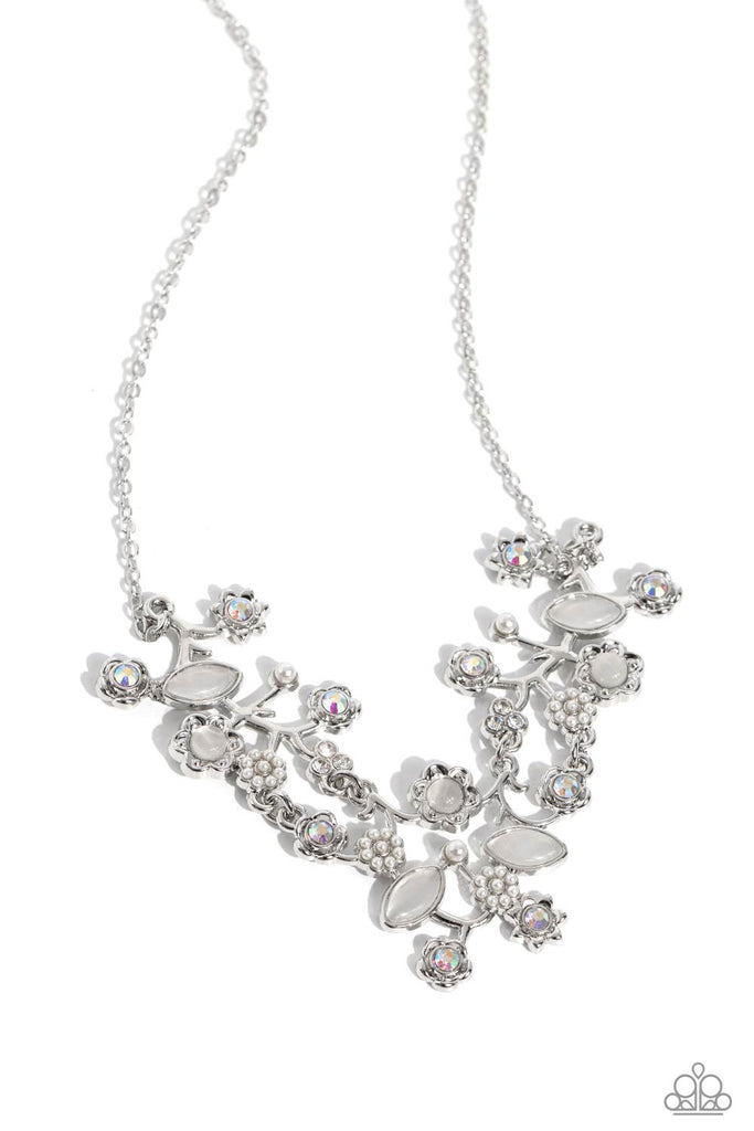 Gardening Group - White Rhinestone Necklace - Chic Jewelry Boutique