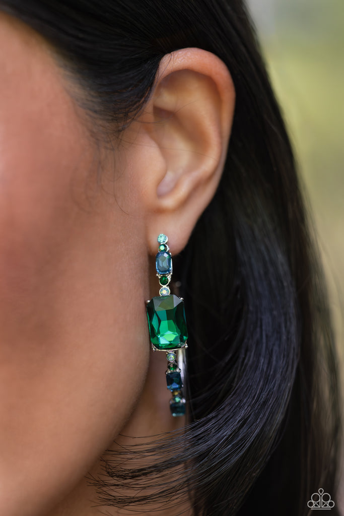 Elite Ensemble - Green Hoop Earrings - Chic Jewelry Boutique