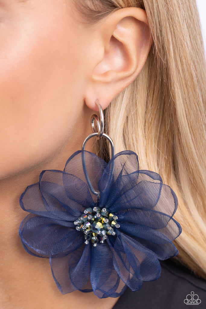 Cosmopolitan Chiffon - Blue Hoop Earrings - Chic Jewelry Boutique