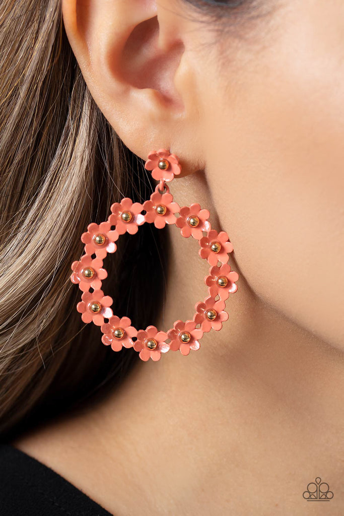 Daisy Meadows - Orange Flower Earrings - Chic Jewelry Boutique