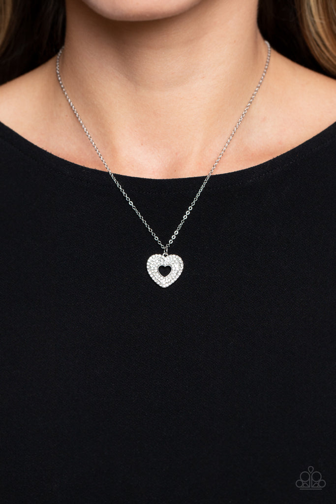 Romantic Retreat - White Heart Necklace - Chic Jewelry Boutique