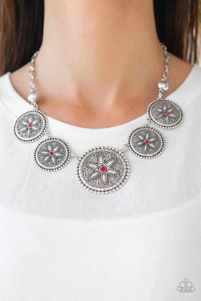 Written In The STAR LILIES - Pink Rhinestone Necklace - Paparazzi