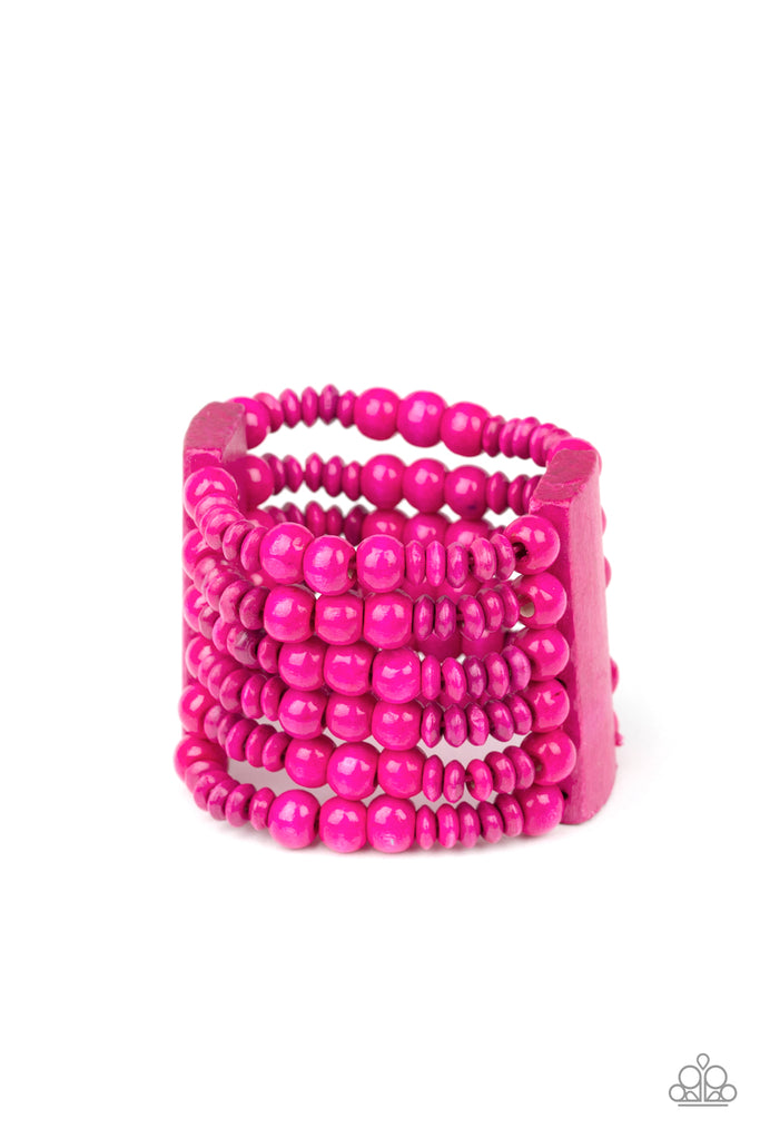 Dont Stop BELIZE-ing - Pink Wood Bracelet - Paparazzi