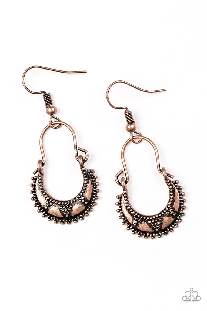Industrially Indigenous - Copper Crescent Earrings - Paparazzi