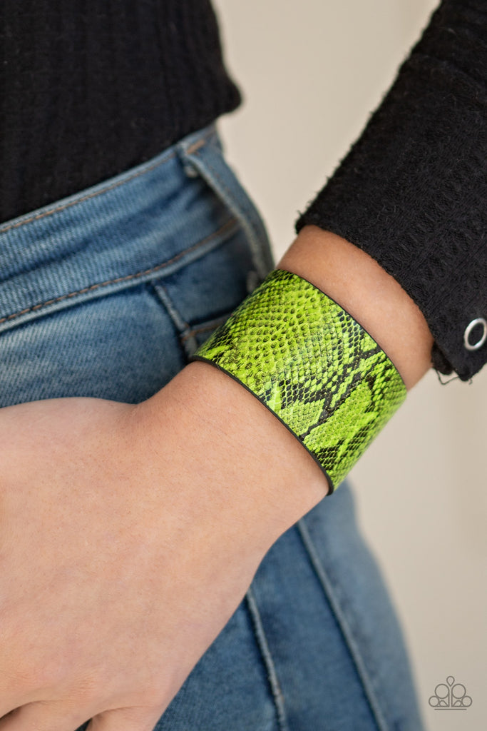 Its a Jungle Out There - Neon Green Python Print Bracelet - Paparazzi