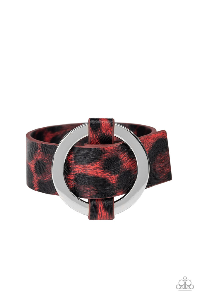 Jungle Cat Couture - Red Cheetah Leather Bracelet - Paparazzi
