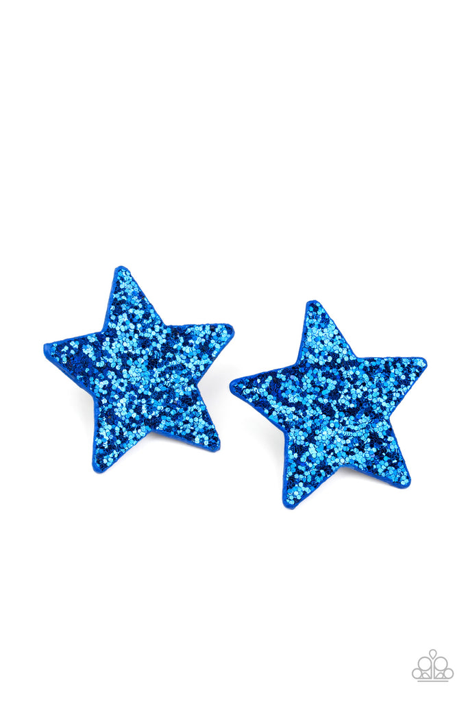 Star-Spangled Superstar - Blue Sequin Star Hair Bow - Paparazzi