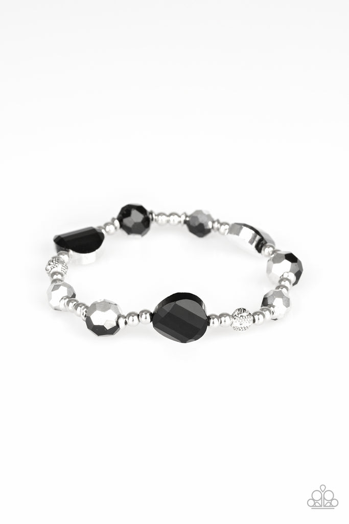 Starry-Eyed Elegance - Black & Silver Bracelet - Paparazzi Accessories
