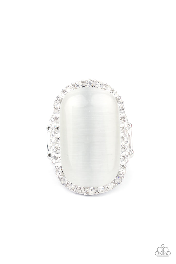 Thank Your LUXE-y Stars - White Cat's Eye Stone Ring - July 2021 Life Of Party - Paparazzi