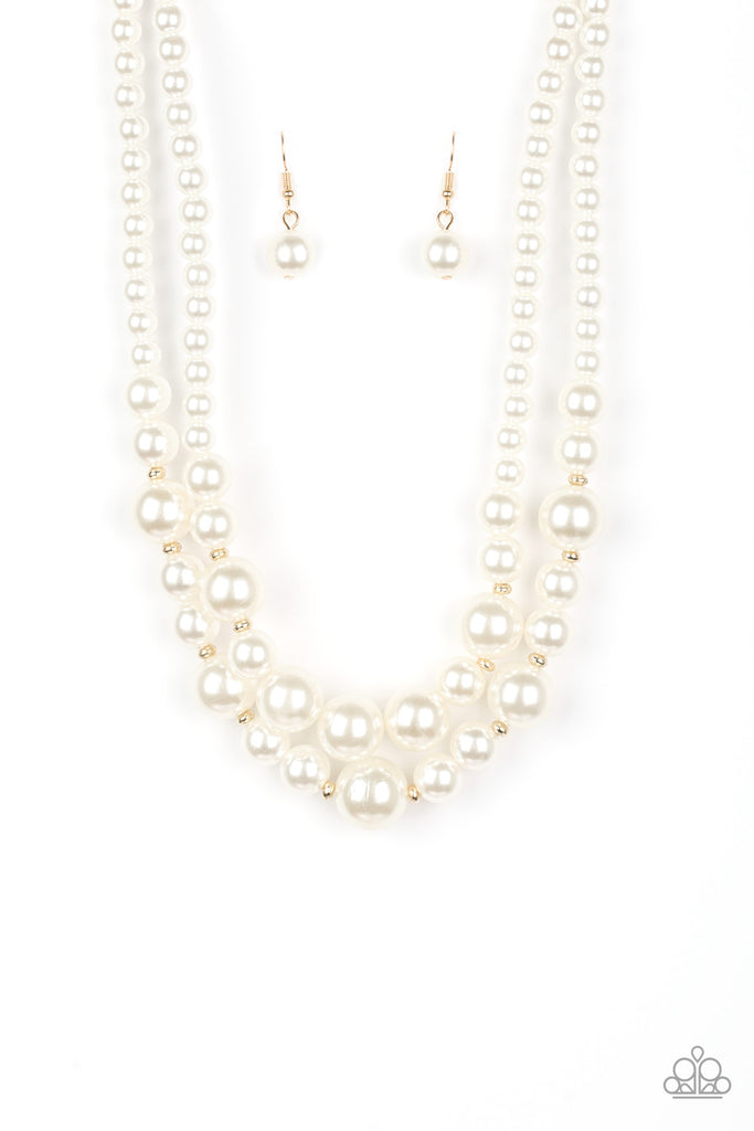 The More The Modest - Gold & White Pearl Necklace - Paparazzi