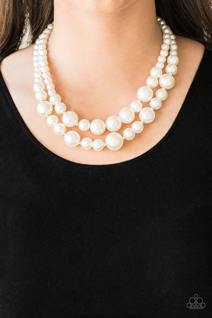 The More The Modest - Gold & White Pearl Necklace - Paparazzi