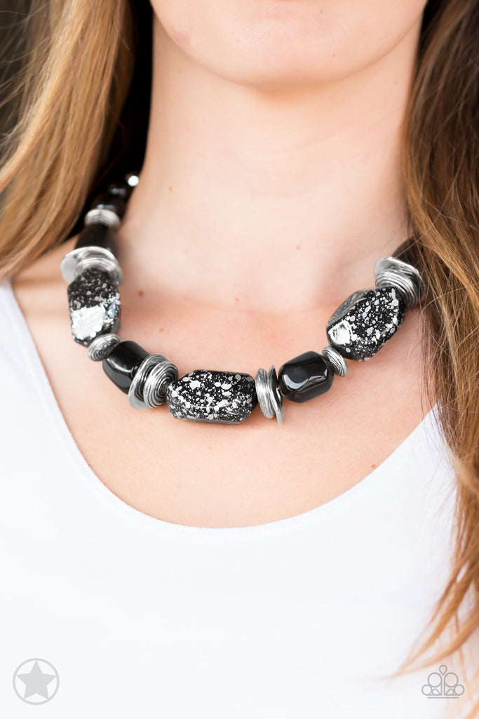 In Good Glazes - Black Blockbuster Necklace  & Earring Set - Paparazzi Accessories - Chic Jewelry Boutique by Andrea