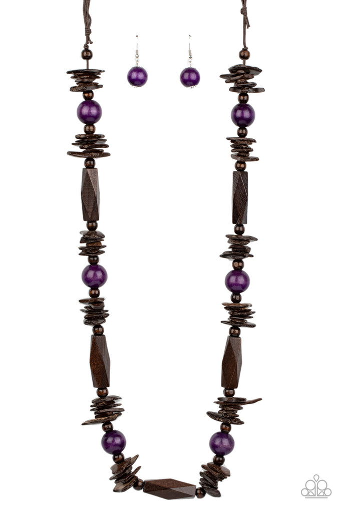 Cozumel Coast - Purple Wood Necklace - Paparazzi