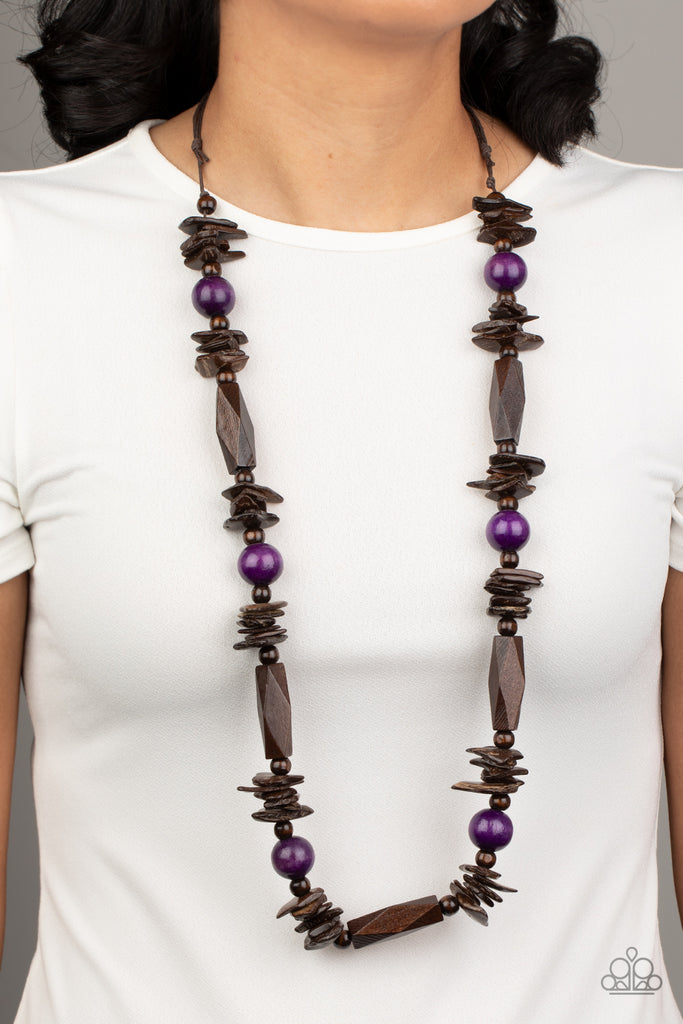 Cozumel Coast - Purple Wood Necklace - Paparazzi