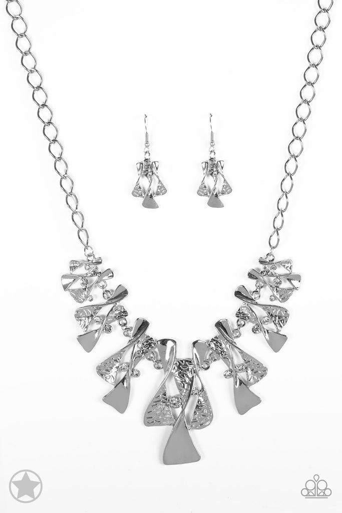 The Sands of Time - Silver Blockbuster Necklace & Earring Set - Paparazzi Accessories - Chic Jewelry Boutique by Andrea
