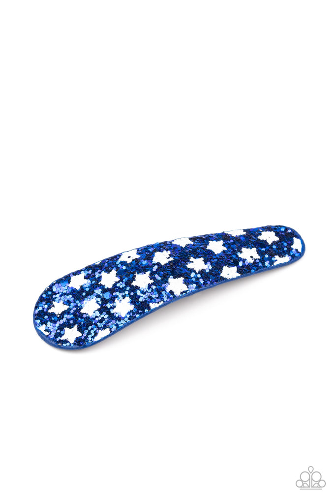 All American Girl - Blue Sequin & White Star Hair Bow - Paparazzi