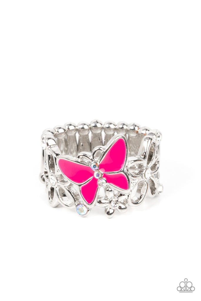 All FLUTTERED Up - Pink Butterfly Ring - Paparazzi