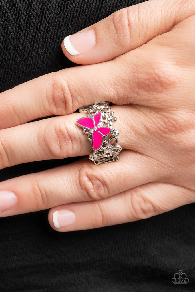 All FLUTTERED Up - Pink Butterfly Ring - Paparazzi