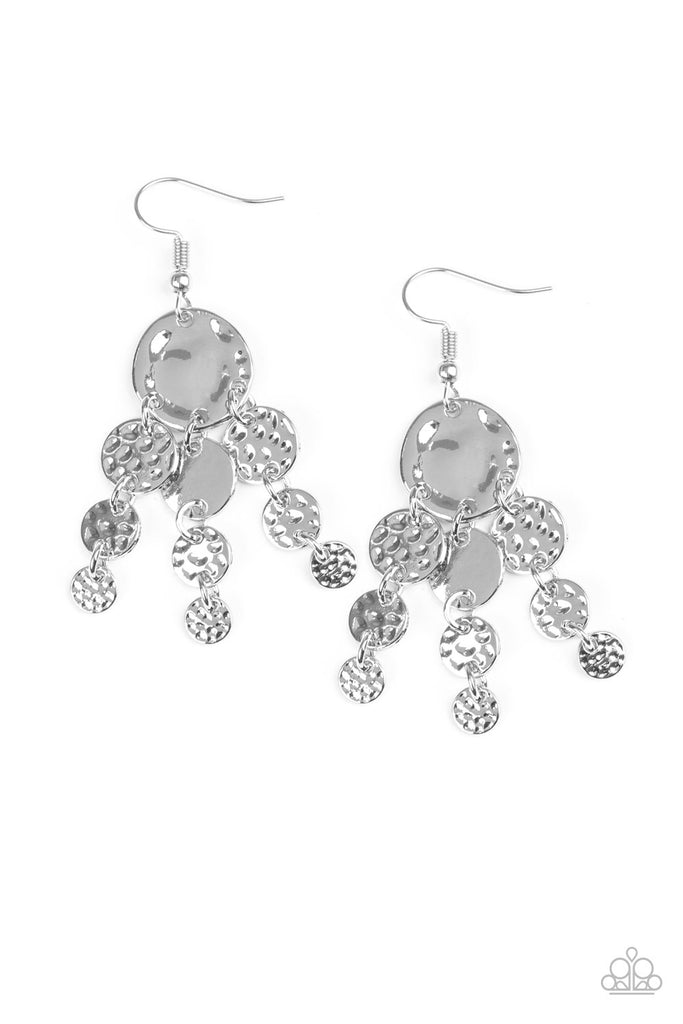 Do Chime In - Silver Hammered Earrings - Paparazzi
