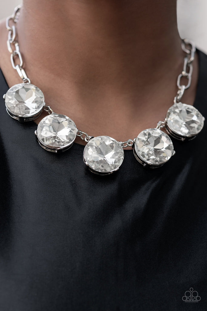 Limelight Luxury - White Rhinestone Necklace - EMP Exclusive - Paparazzi