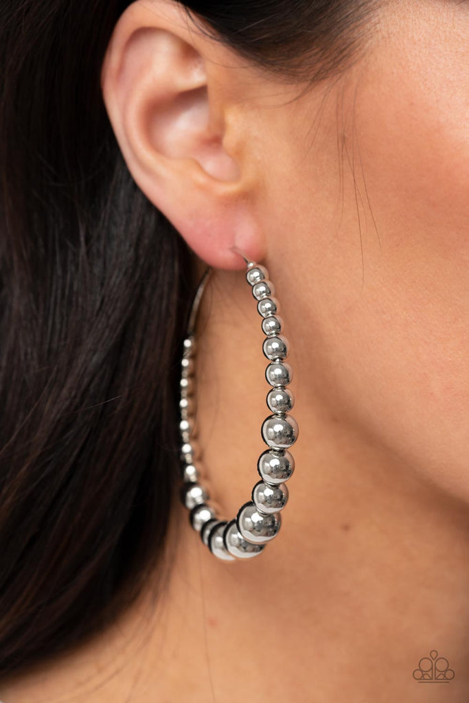 Show Off Your Curves - Silver Hoop Earrings - Paparazzi