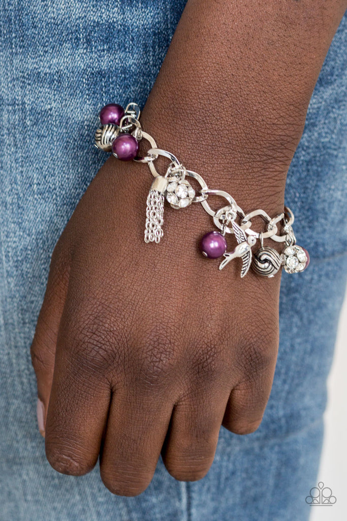 Lady Love Dove - Purple Charm Bracelet - Paparazzi Accessories - Chic Jewelry Boutique by Andrea