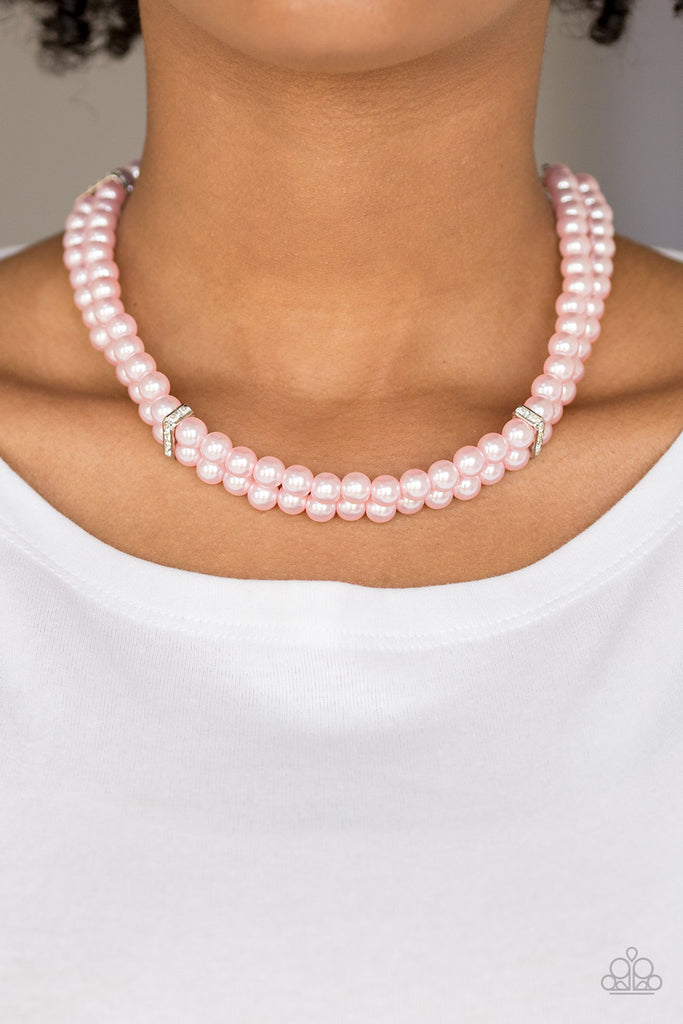 Put On Your Party Dress - Pink Pearl Necklace & Earring Set - Paparazzi Accessories - Chic Jewelry Boutique by Andrea