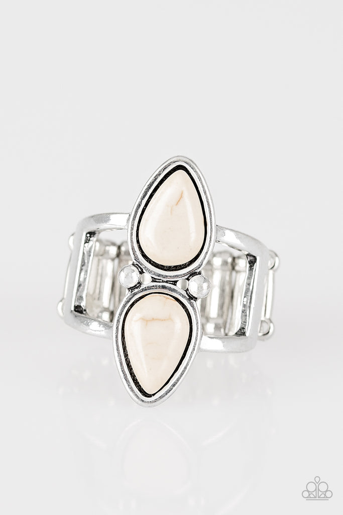 Simply Saharan - White Stone Ring - Paparazzi Accessories - Chic Jewelry Boutique by Andrea
