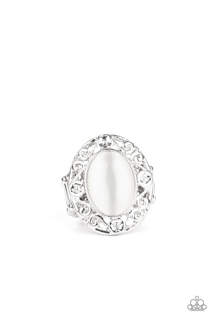 Moonlit Marigold - White Moonstone Floral Ring - Paparazzi