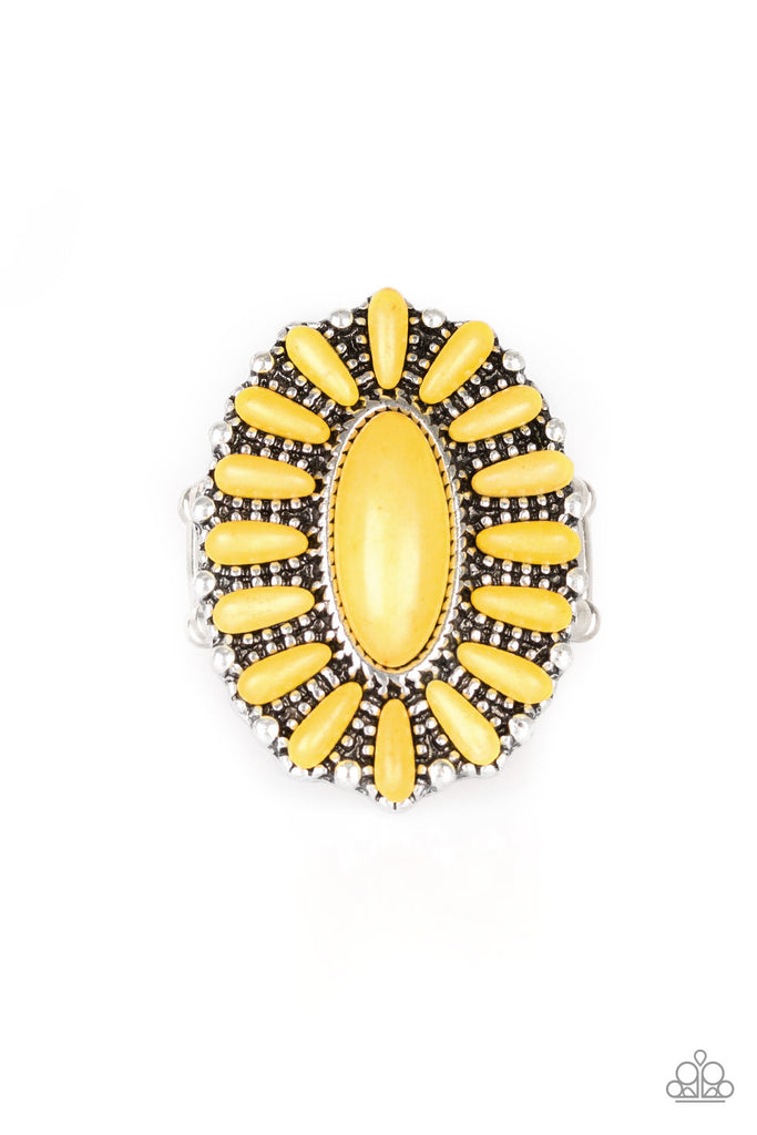 Cactus Cabana Yellow Ring Paparazzi Chic Jewelry Boutique 