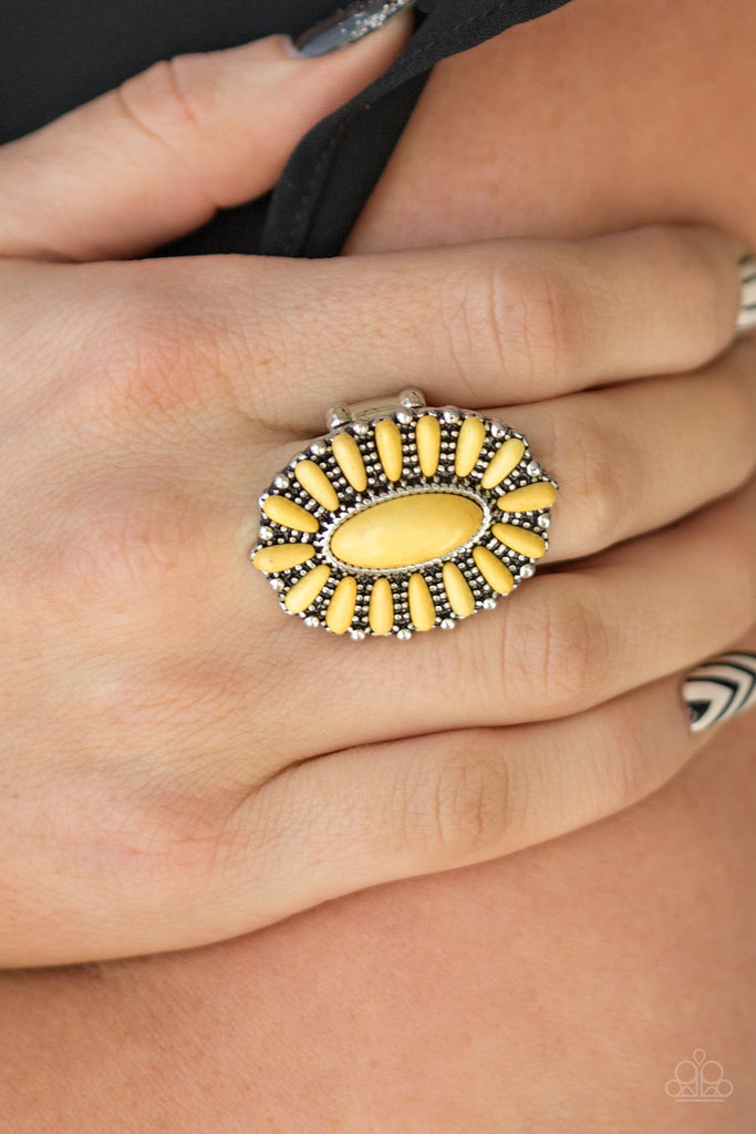 Cactus Cabana Yellow Ring Paparazzi Chic Jewelry Boutique 