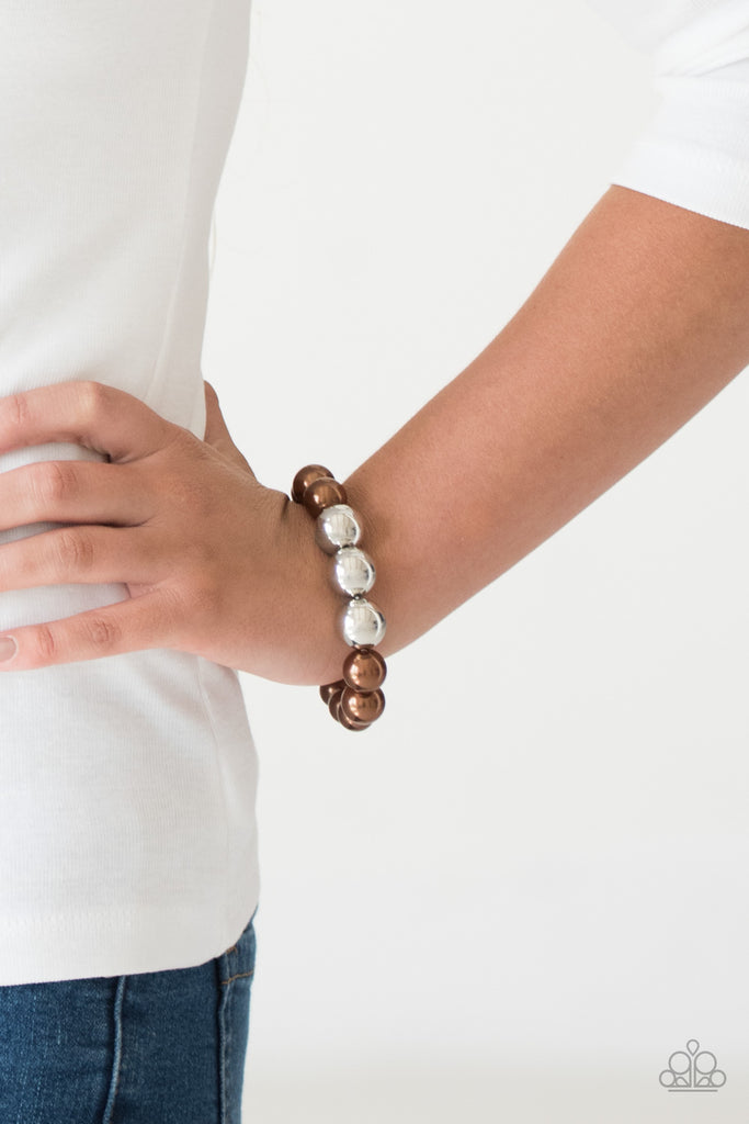 All Dressed UPTOWN Brown and Silver Bracelet Paparazzi Chic Jewelry All Dressed UPTOWN Brown and Silver Bracelet Paparazzi Chic Jewelry