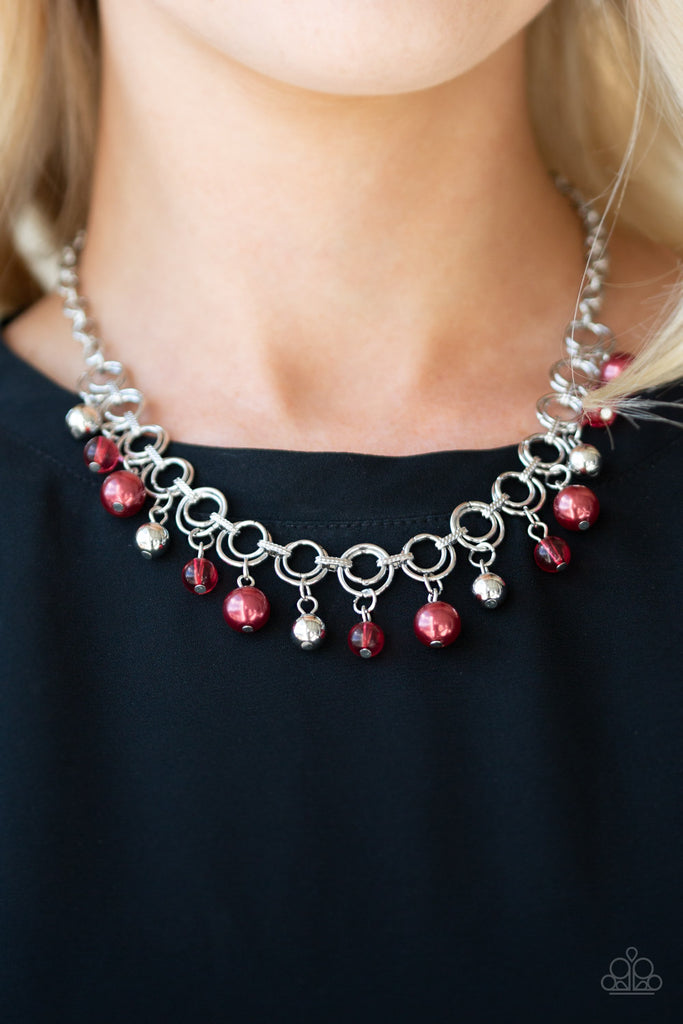 Fiercely Fancy - Red & Silver Necklace - Paparazzi