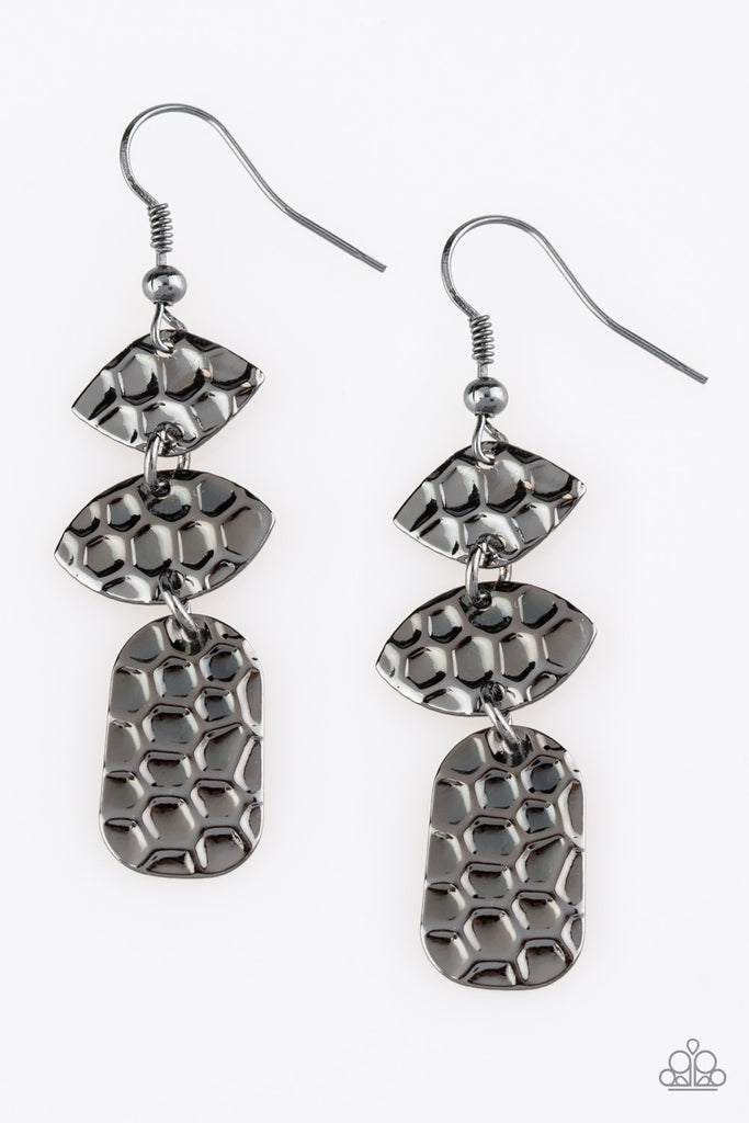 Nine to HIVE - Black Gunmetal Earrings - Paparazzi Accessories - Chic Jewelry Boutique by Andrea