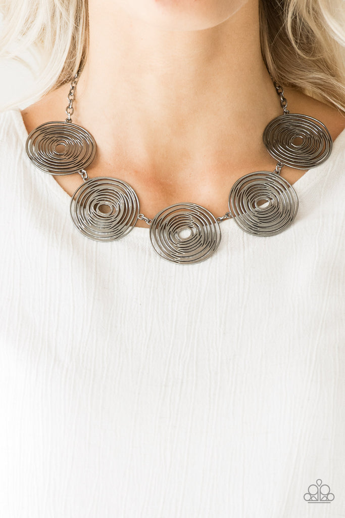 SOL-Mates - Black Gunmetal Necklace & Earring Set - Paparazzi Accessories - Chic Jewelry Boutique by Andrea