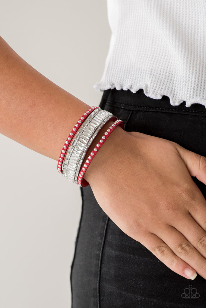 Rock Star Rocker - Red Rhinestone Wrap Bracelet - Paparazzi Accessories - Chic Jewelry Boutique by Andrea