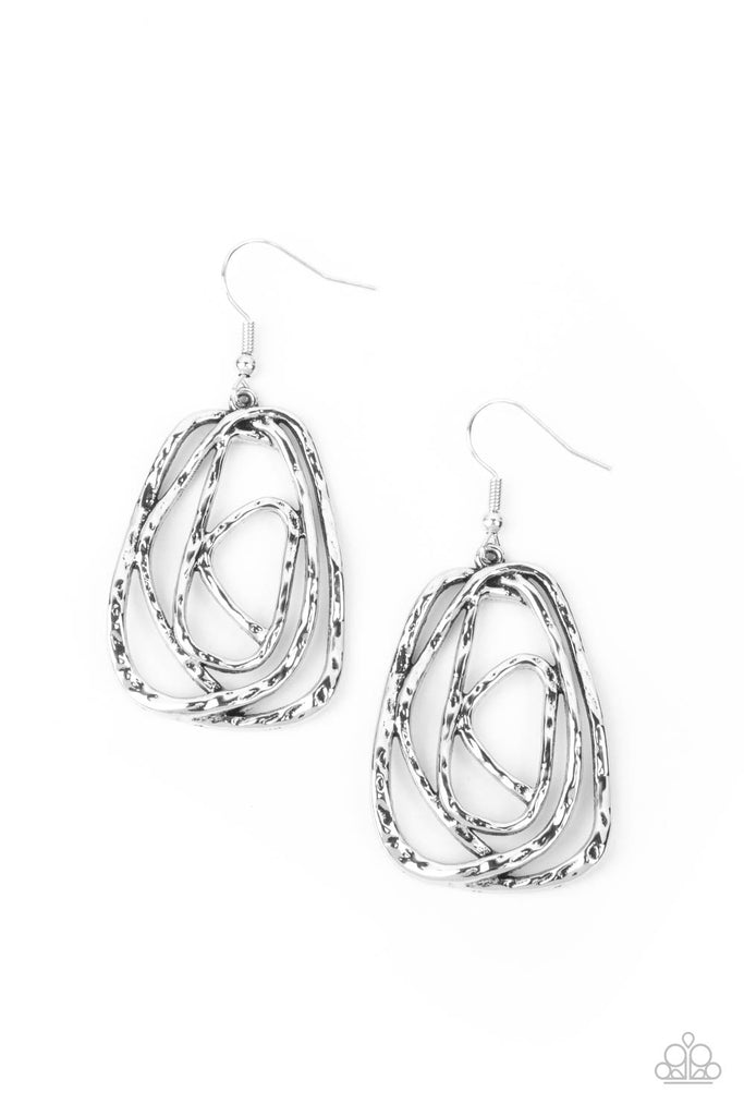 Artisan Relic - Silver Hammered Earrings - Paparazzi