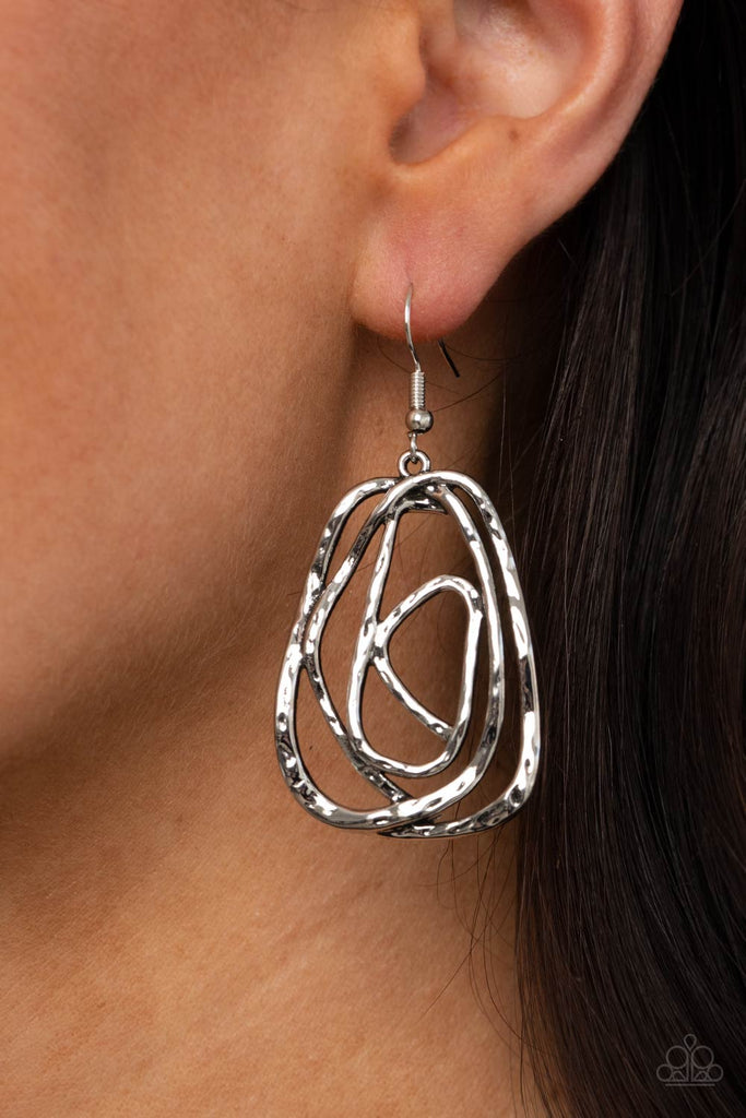 Artisan Relic - Silver Hammered Earrings - Paparazzi