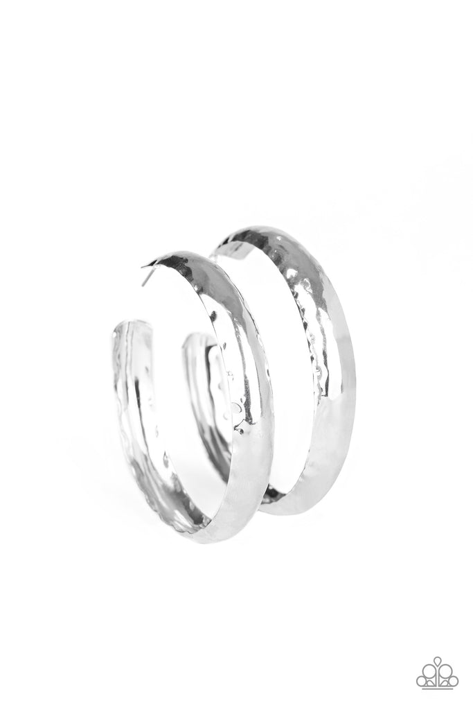 Check Out These Curves - Silver Hoop Earrings - Convention Exclusive - Paparazzi