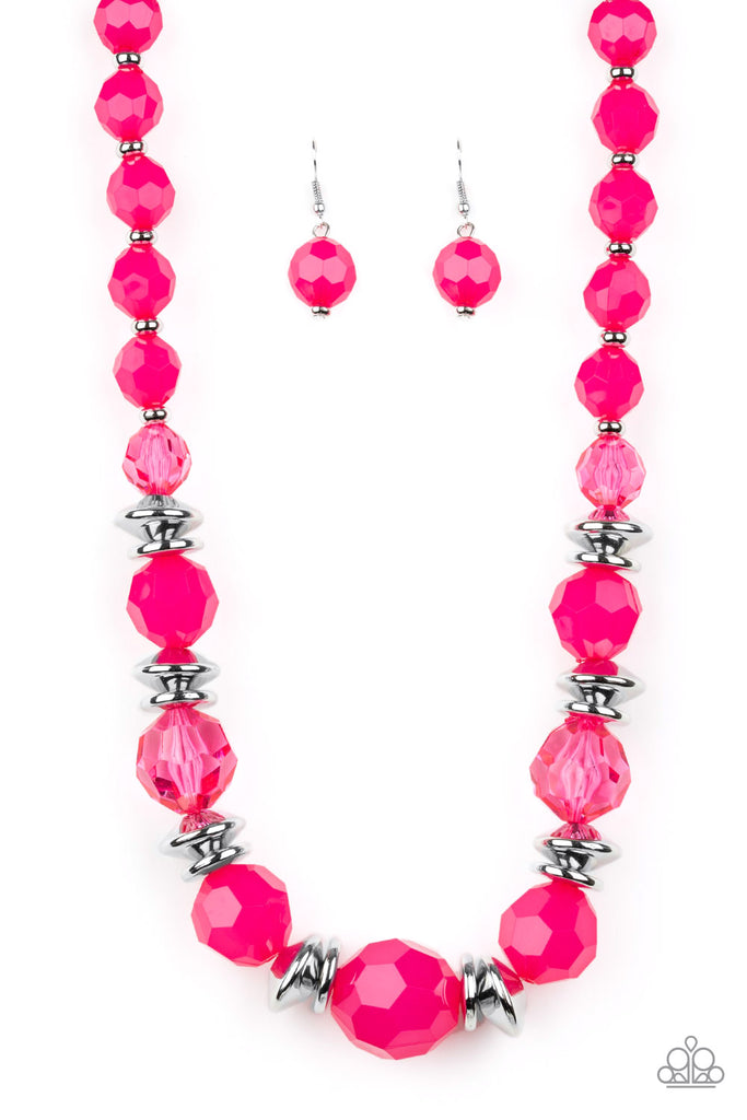 Dine and Dash - Pink & Silver Necklace - Paparazzi