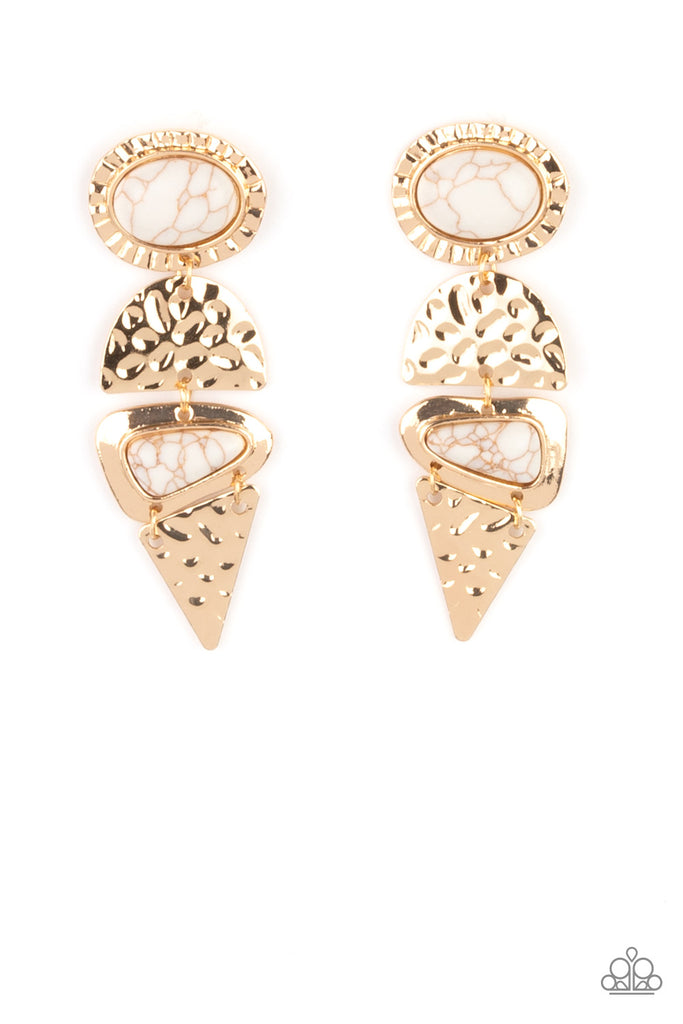 Paparazzi Earthy Extravagance Gold Stone Earrings Chic Jewelry Boutique