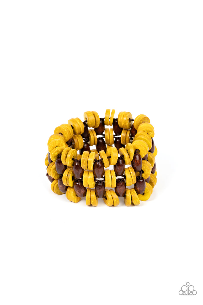 Galapagos Go-Getter - Yellow Wood Bracelet - Chic Jewelry Boutique