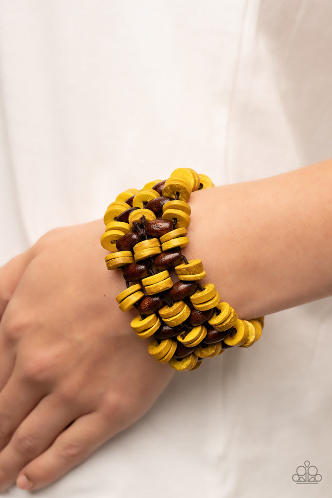 Galapagos Go-Getter - Yellow Wood Bracelet - Chic Jewelry Boutique