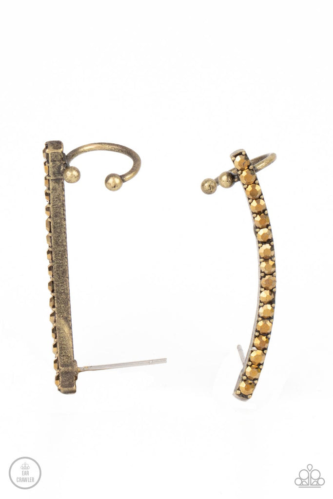 Give Me The SWOOP - Brass Post Ear Crawler Earrings - Paparazzi